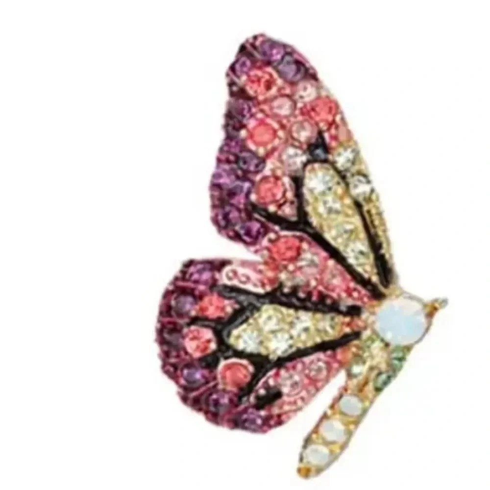 Flutterby Butterfly Pink Crystal Gold Earrings - Picture 5 of 9